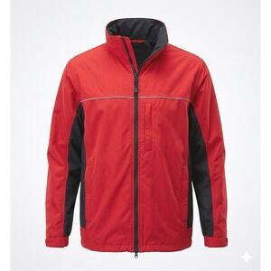Timberland Performance Mens M Red Black Hood Windbreaker Jacket Coat Outer Shell